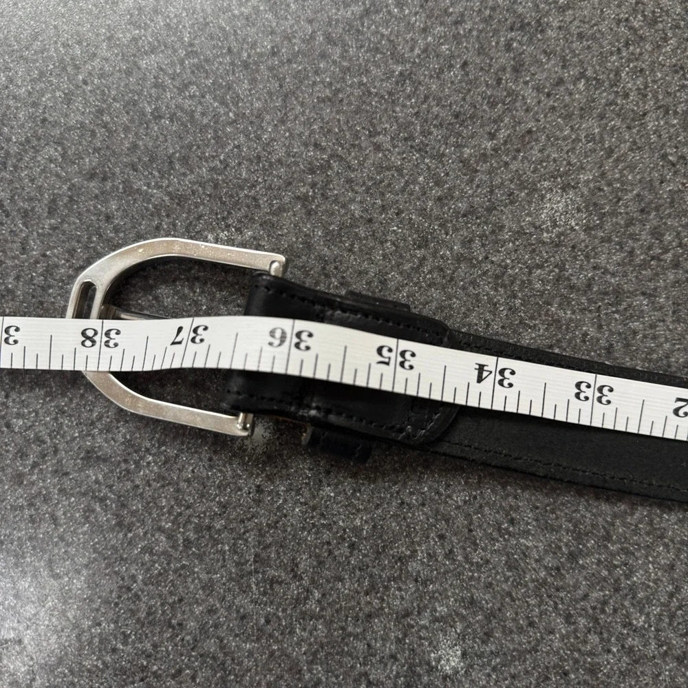 English Bridle Leather Belt Mens Size 30 Black Excellent Silver Horseshoe Buckle